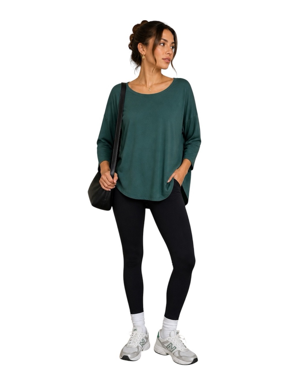 Athleta Essence High Low Long Sleeve Top Green Size Large